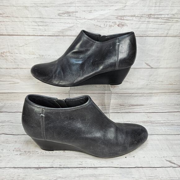 Women's Clarks Brielle Abby Wedge Heel Ankle Boots Booties Gray Size 10 M - Picture 1 of 7
